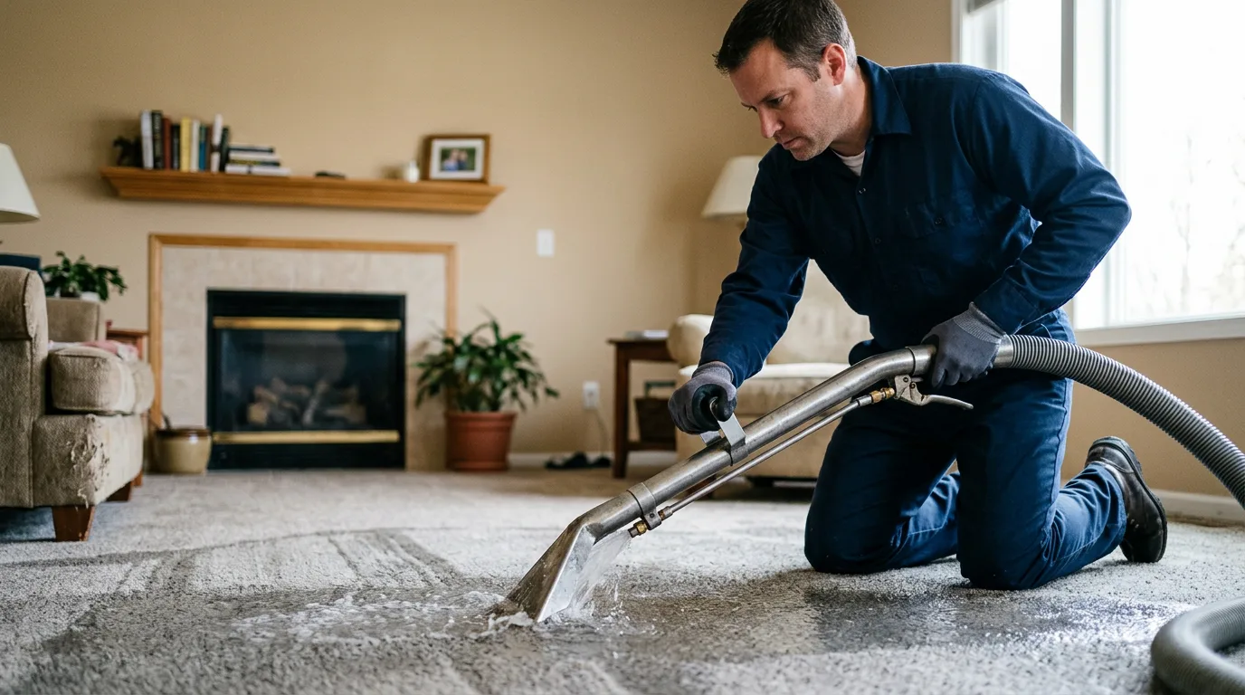 Water damage restoration technician working near Coalmont, IN